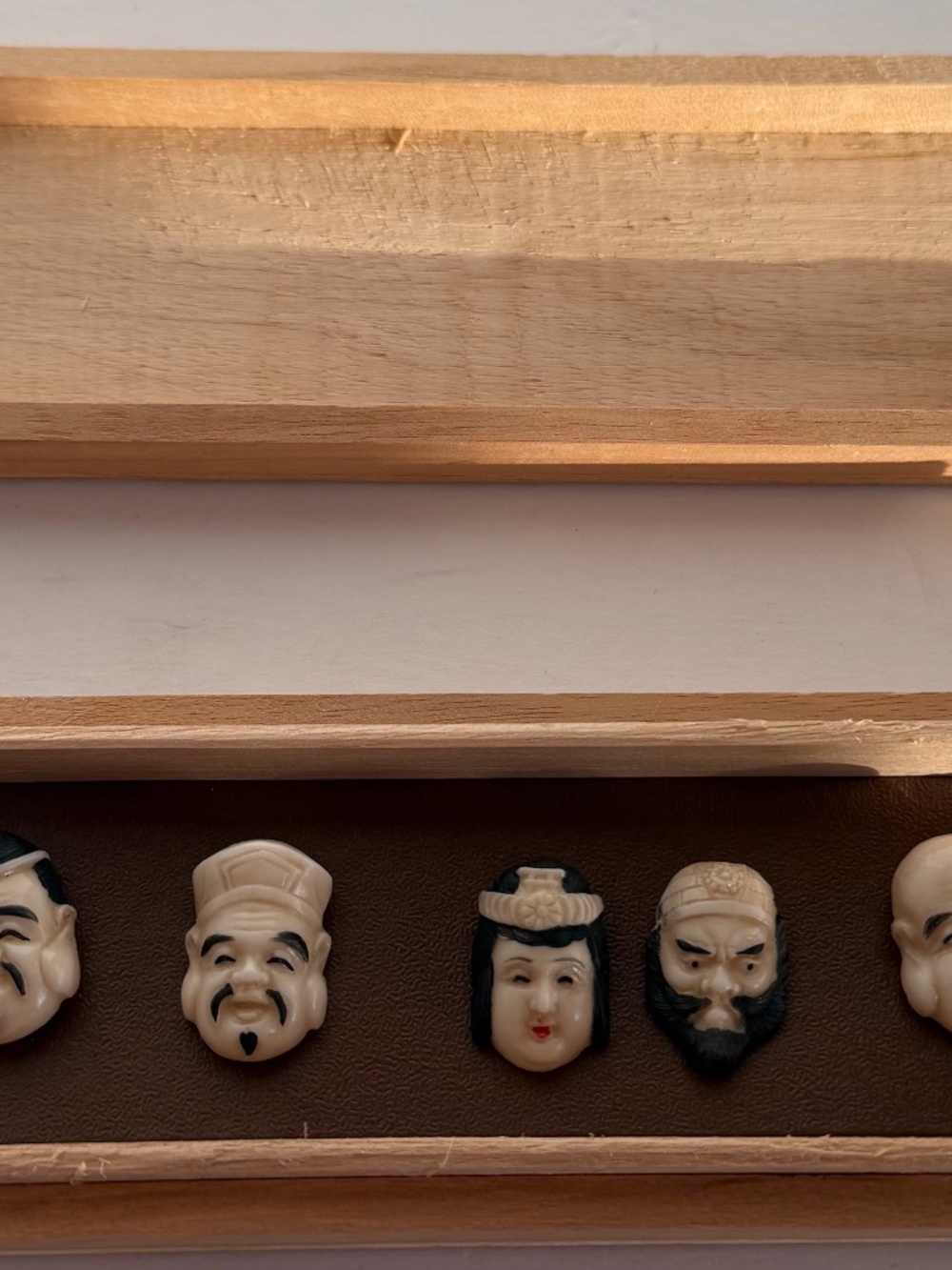 Vintage Toshikane Japan 7 Fortune Gods Art Porcelain Button Set